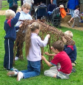 Photo:Building a Willow Calf at the Farmland Museum